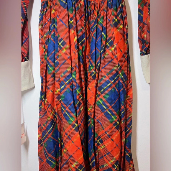 Long plaid collared dress vintage red black white Plymouth Christmas holiday! - Picture 10 of 12